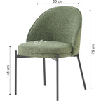 Cloé - Lot de 2 Chaises en Tissu Bouclé - Vert Kaki