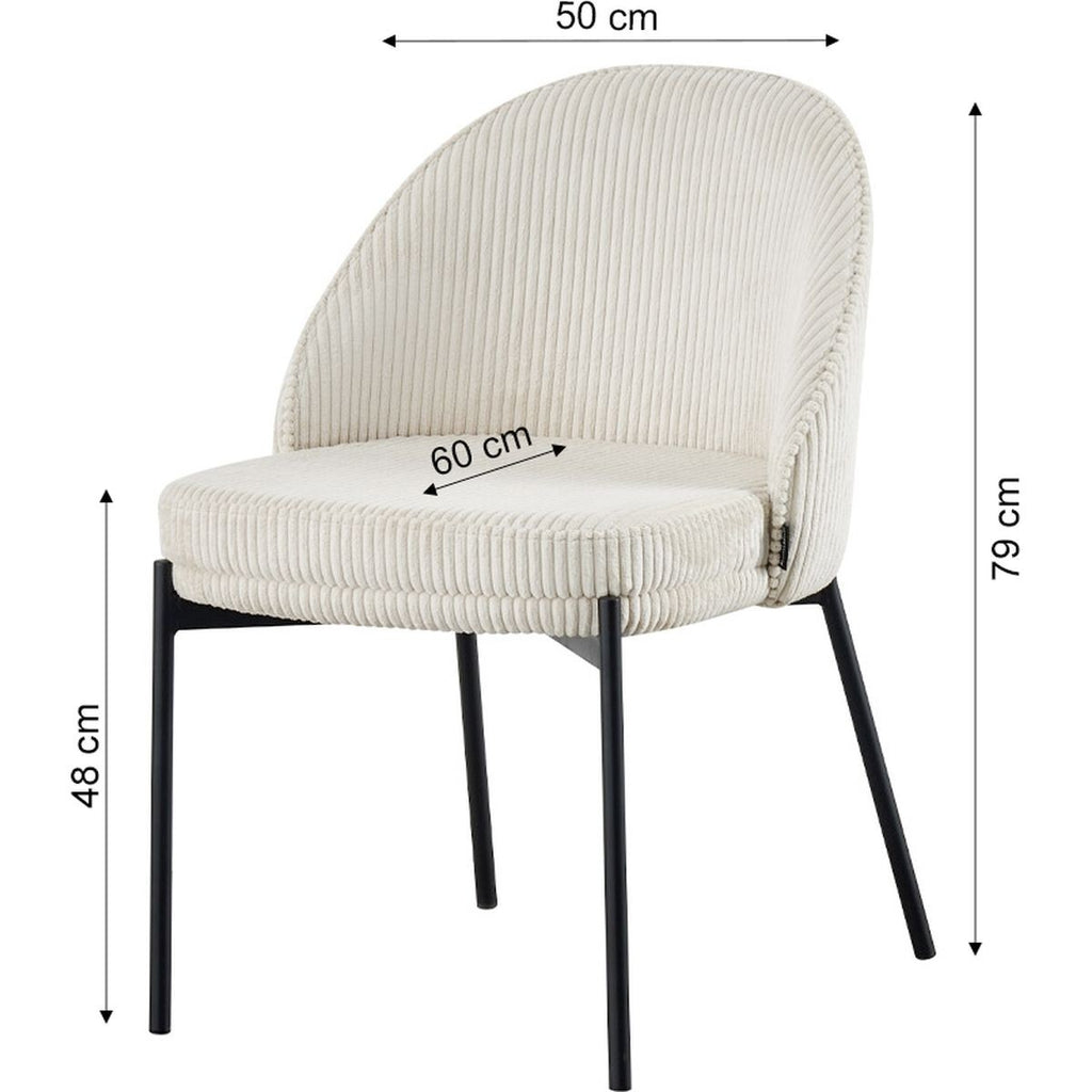 Cloé - Lot De 2 Chaises - Velours Côtelé - Beige
