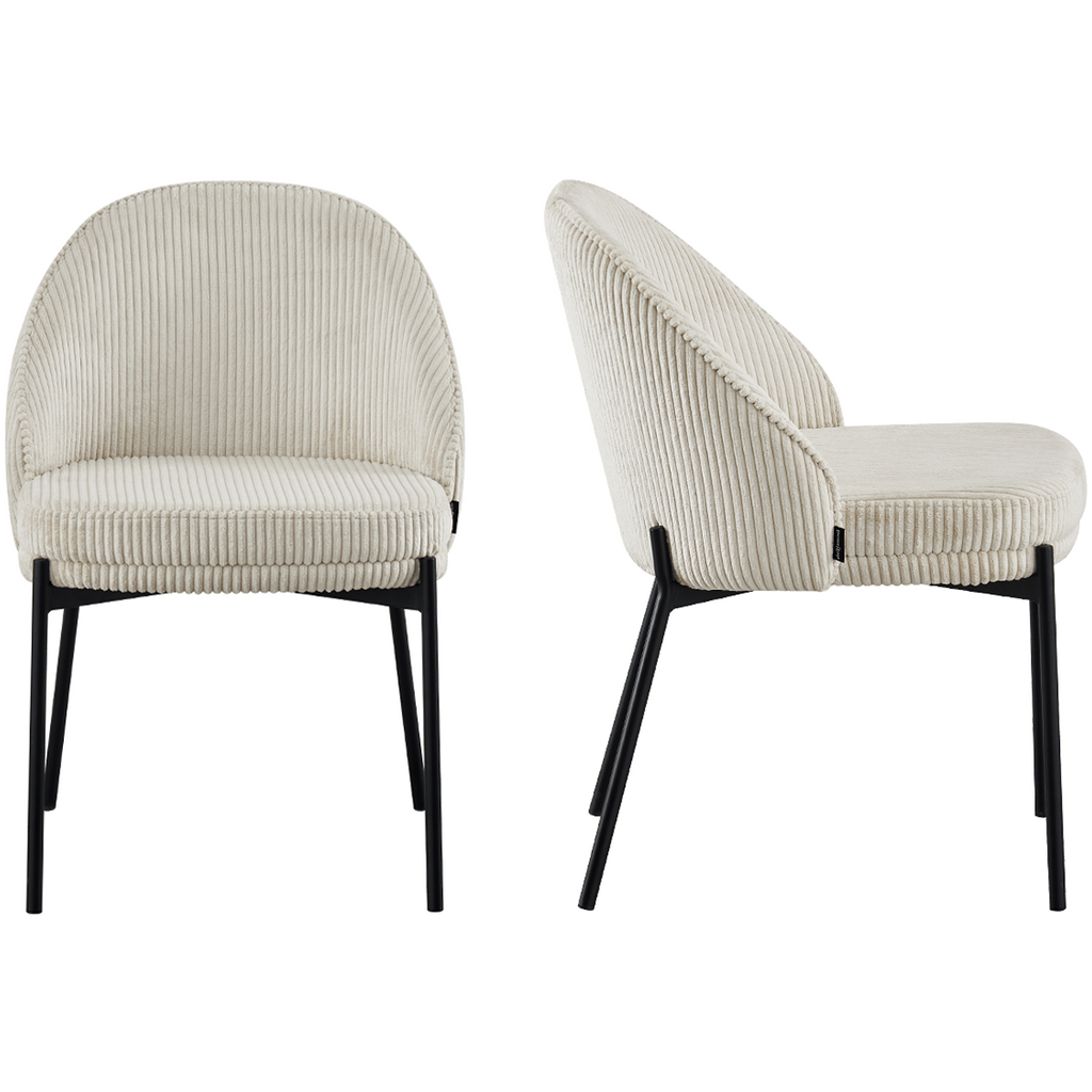 Cloé - Lot De 2 Chaises - Velours Côtelé - Beige