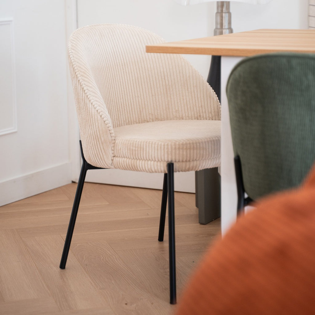 Cloé - Lot De 2 Chaises - Velours Côtelé - Beige
