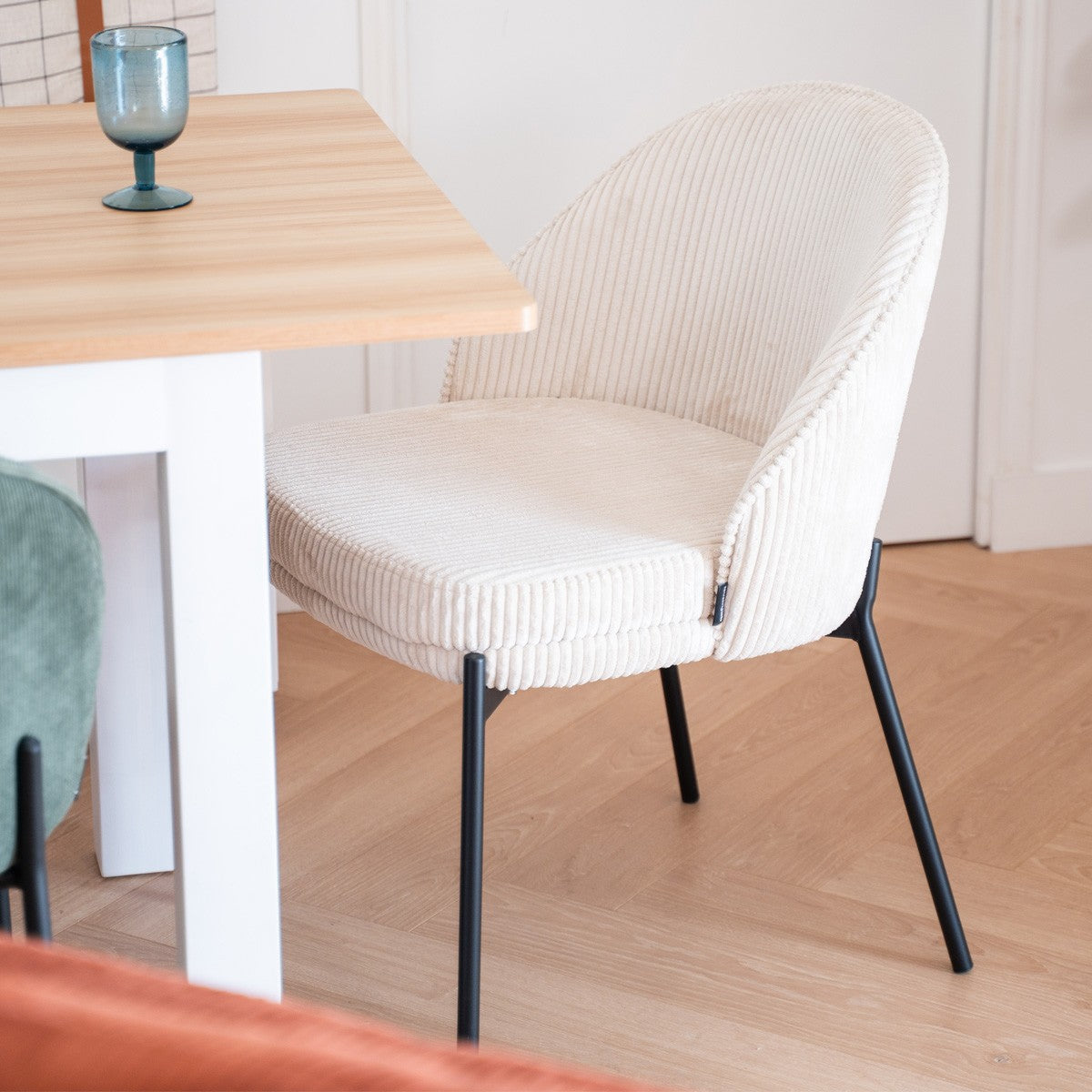 Cloé - Lot De 2 Chaises - Velours Côtelé - Beige