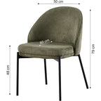 Cloé - Lot de 2 Chaises en Velours Côtelé - Vert Kaki