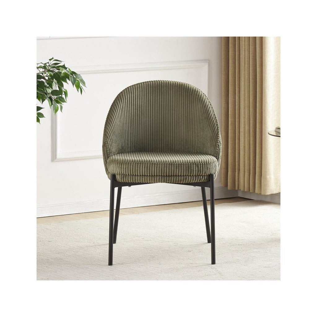Cloé - Lot de 2 Chaises en Velours Côtelé - Vert Kaki