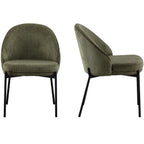 Cloé - Lot de 2 Chaises en Velours Côtelé - Vert Kaki