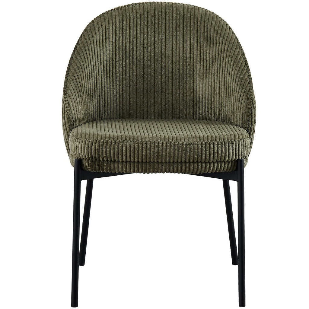 Cloé - Lot de 2 Chaises en Velours Côtelé - Vert Kaki