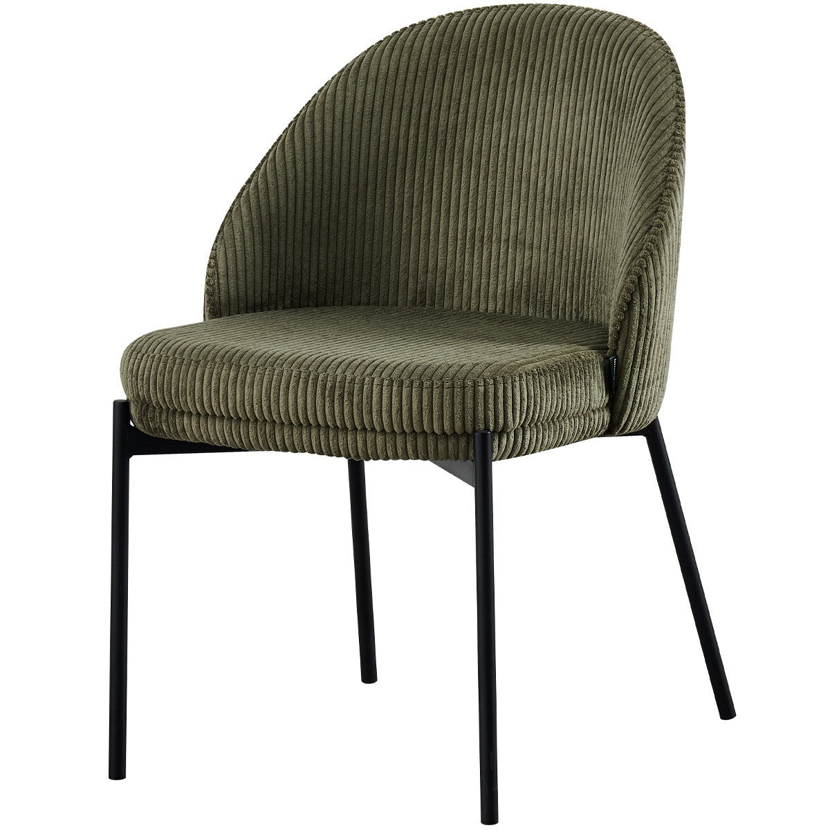 Cloé - Lot de 2 Chaises en Velours Côtelé - Vert Kaki