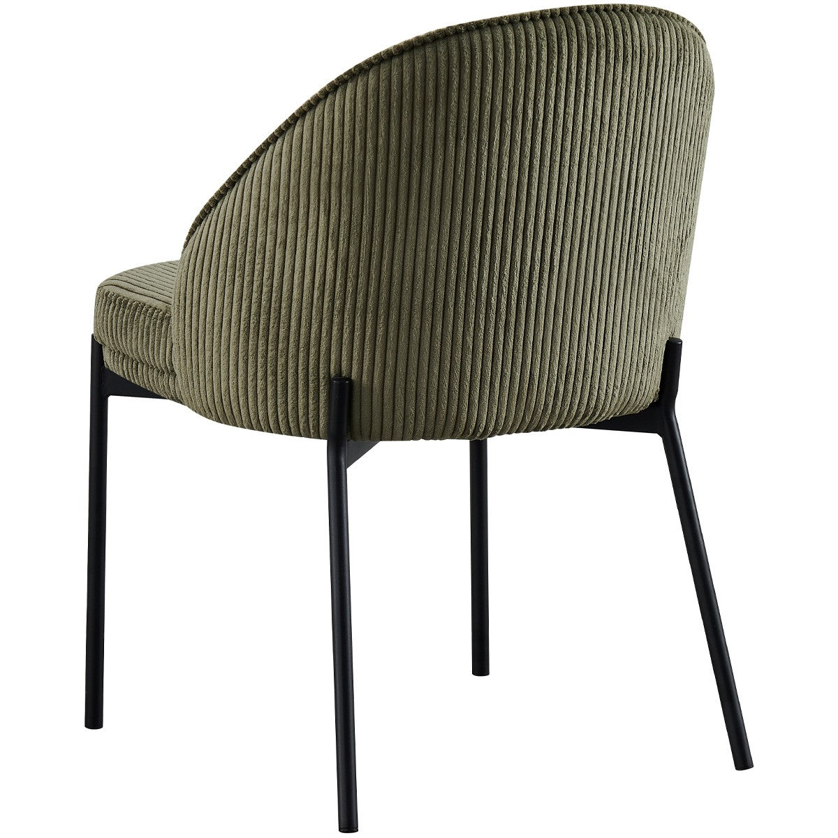 Cloé - Lot de 2 Chaises en Velours Côtelé - Vert Kaki