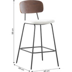 Dany - Lot de 2 Tabourets de Bar en Velours Côtelé - Beige