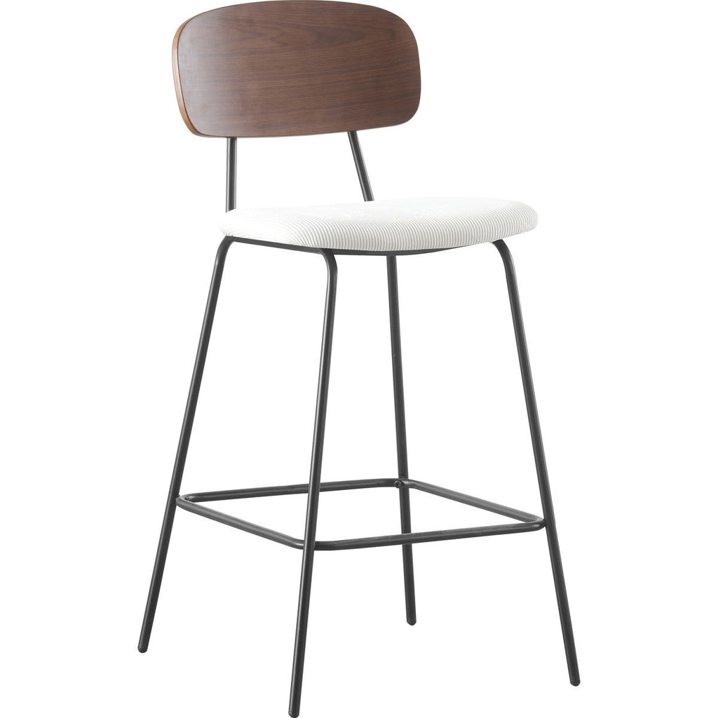 Dany - Lot de 2 Tabourets de Bar en Velours Côtelé - Beige