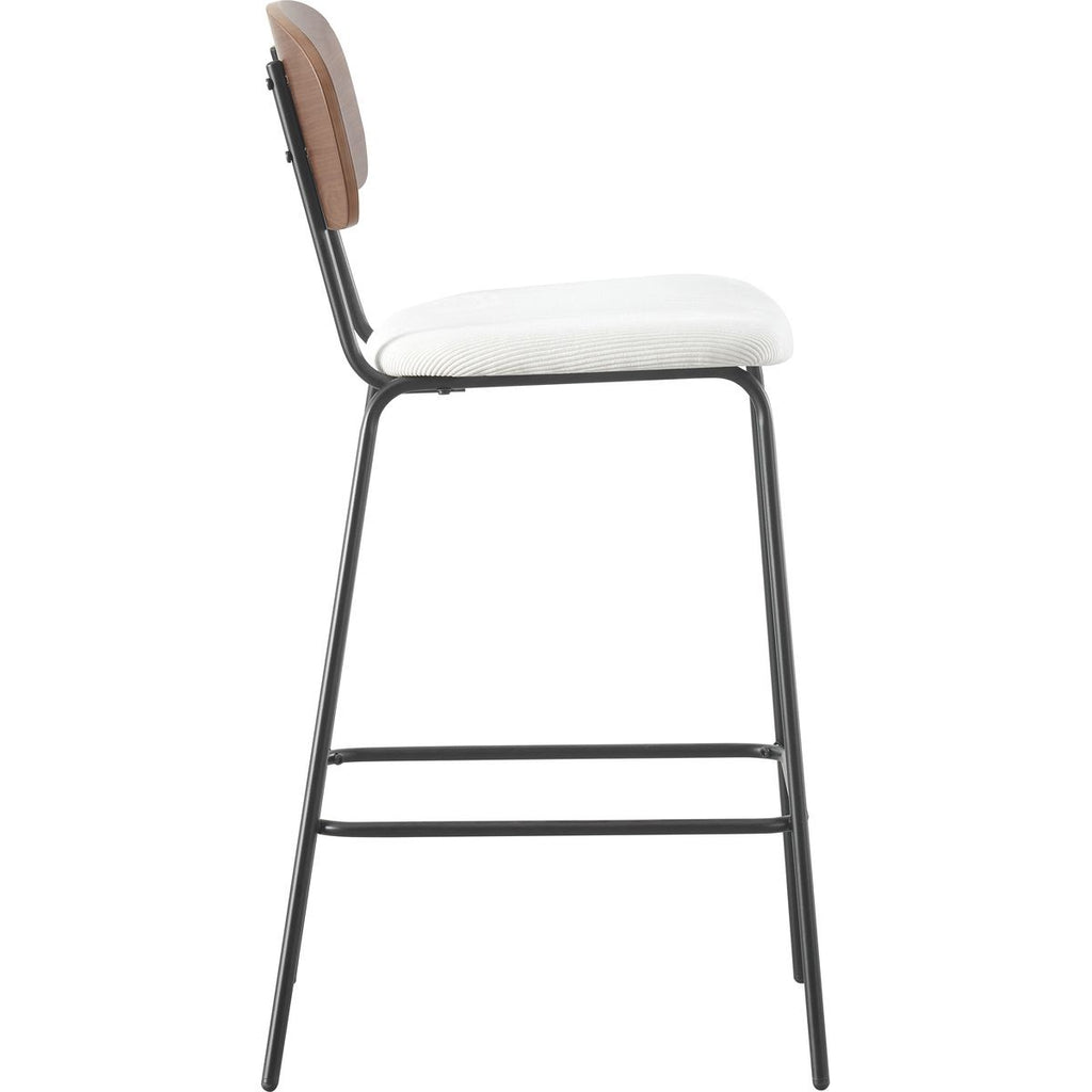 Dany - Lot de 2 Tabourets de Bar en Velours Côtelé - Beige