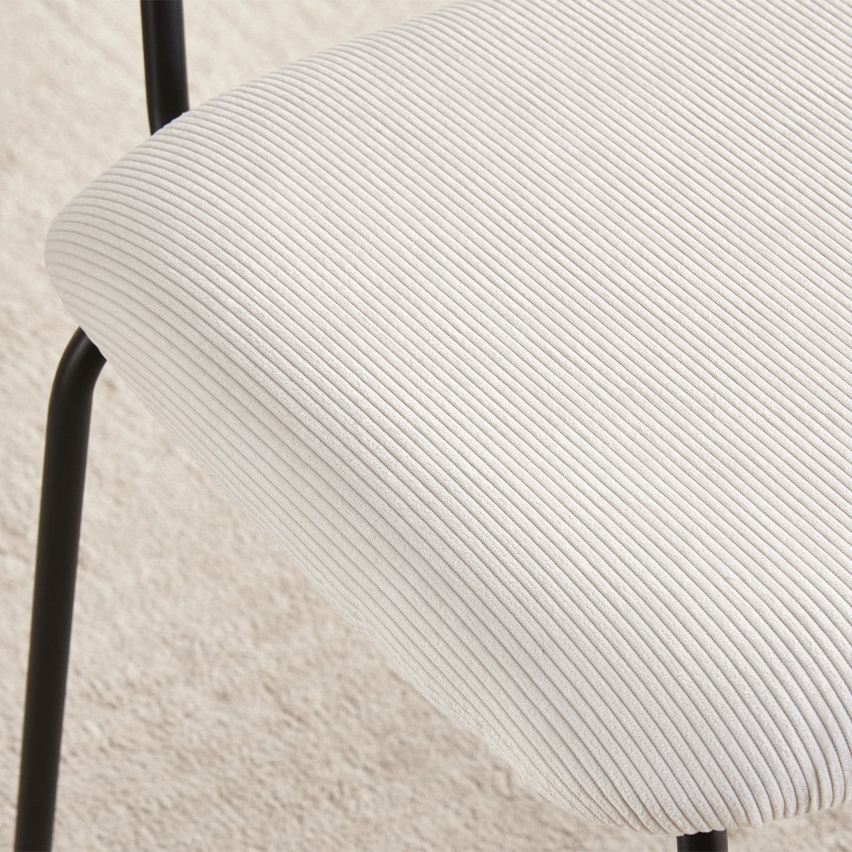 Dany - Lot de 2 Tabourets de Bar en Velours Côtelé - Beige