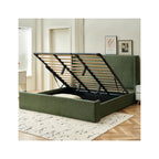 Elma - Lit Coffre Adulte - Velours Côtelé - Vert Kaki