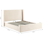 Elma - Lit Coffre Adulte 140x190 cm avec Tête de Lit Capitonnée en Velours Côtelé - Beige