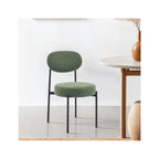 Evora - Lot de 2 Chaises en Tissu Bouclé, Piètement Métal Noir - Vert Kaki