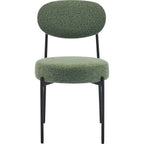 Evora - Lot de 2 Chaises en Tissu Bouclé, Piètement Métal Noir - Vert Kaki