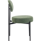 Evora - Lot de 2 Chaises en Tissu Bouclé, Piètement Métal Noir - Vert Kaki