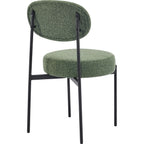 Evora - Lot de 2 Chaises en Tissu Bouclé, Piètement Métal Noir - Vert Kaki