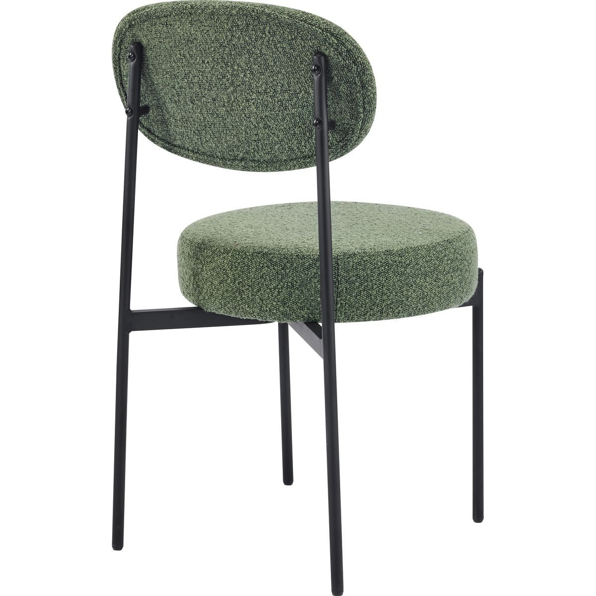 Evora - Lot de 2 Chaises en Tissu Bouclé, Piètement Métal Noir - Vert Kaki