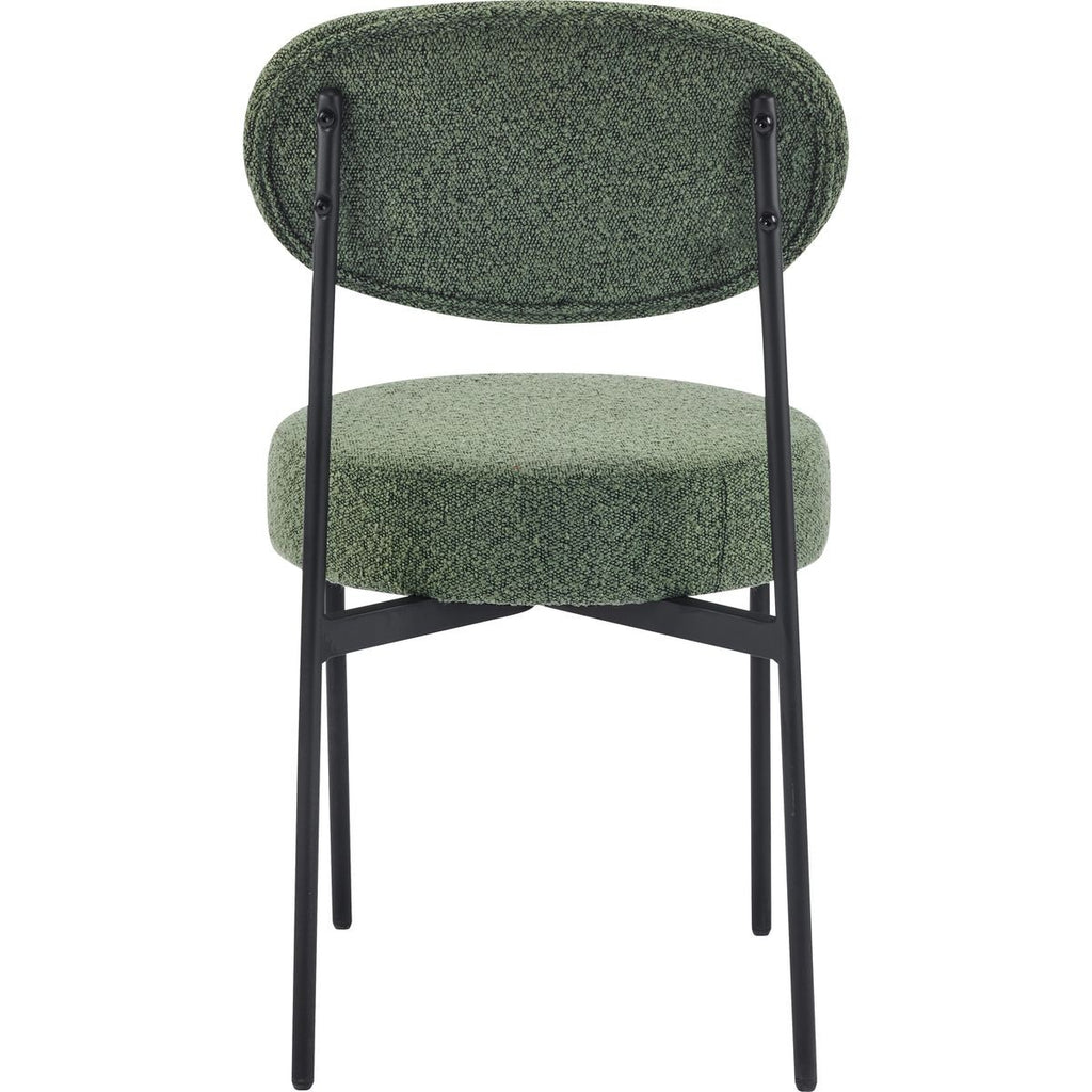 Evora - Lot de 2 Chaises en Tissu Bouclé, Piètement Métal Noir - Vert Kaki