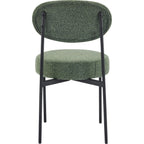Evora - Lot de 2 Chaises en Tissu Bouclé, Piètement Métal Noir - Vert Kaki