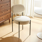Evora - Lot de 2 Chaises en Tissu Bouclé, Piètement Métal Noir - Beige