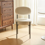 Evora - Lot de 2 Chaises en Tissu Bouclé, Piètement Métal Noir - Beige