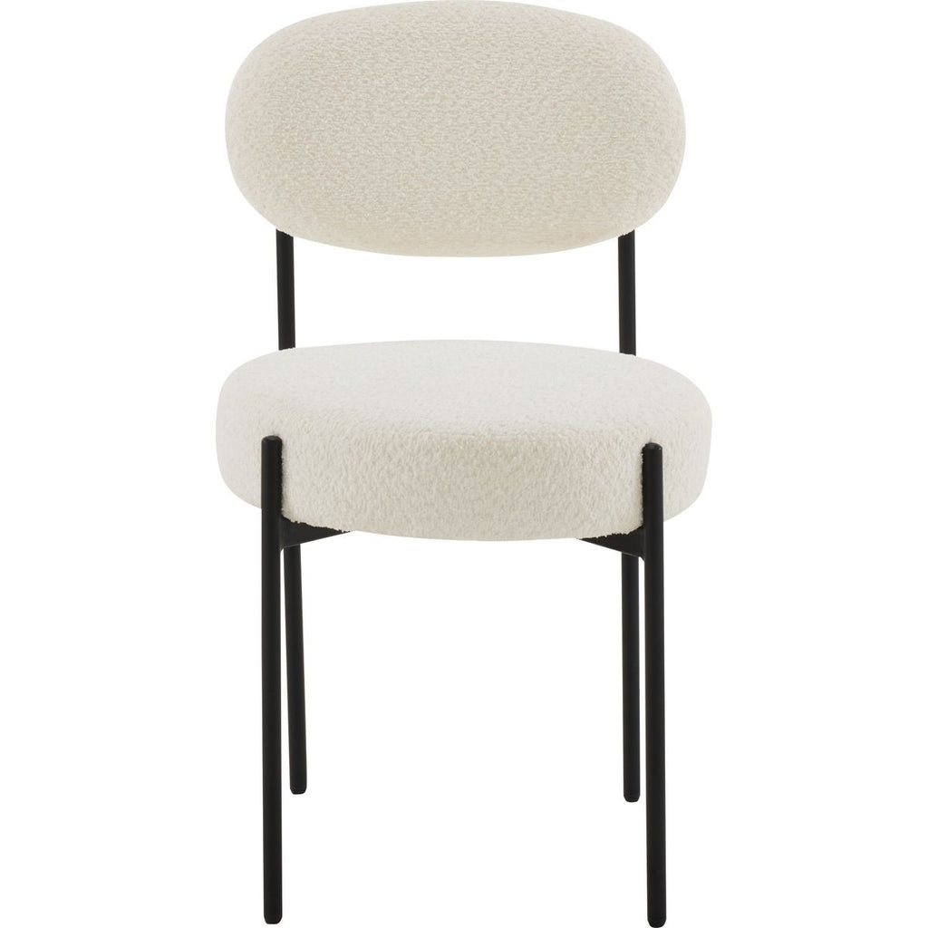 Evora - Lot de 2 Chaises en Tissu Bouclé, Piètement Métal Noir - Beige
