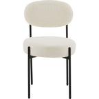 Evora - Lot de 2 Chaises en Tissu Bouclé, Piètement Métal Noir - Beige