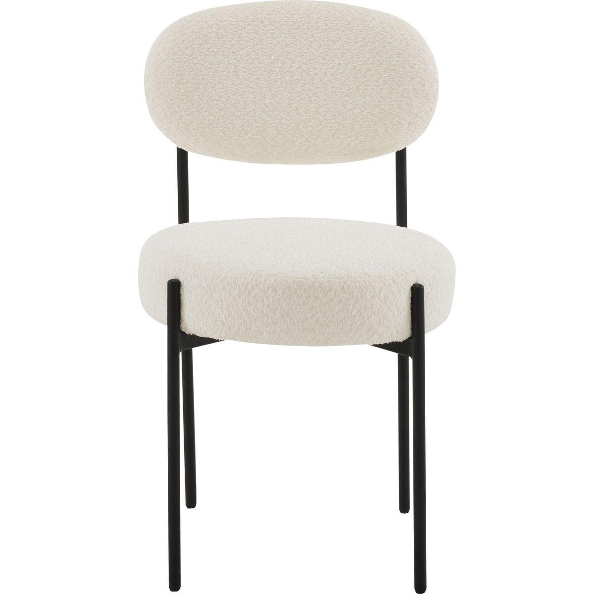 Evora - Lot de 2 Chaises en Tissu Bouclé, Piètement Métal Noir - Beige