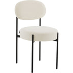 Evora - Lot de 2 Chaises en Tissu Bouclé, Piètement Métal Noir - Beige
