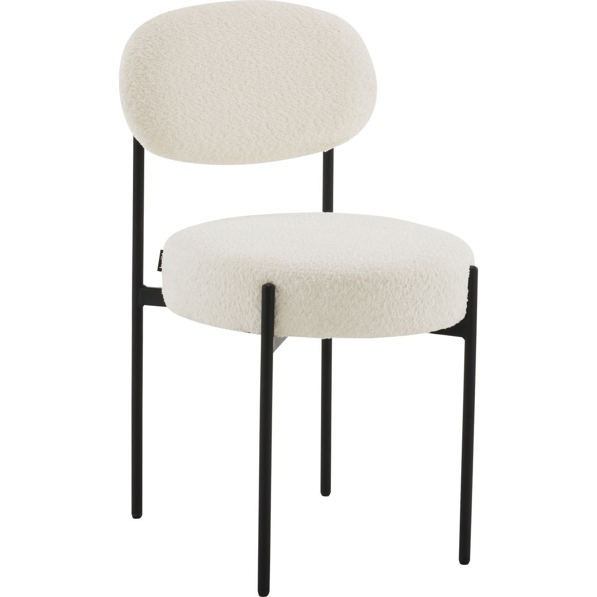 Evora - Lot de 2 Chaises en Tissu Bouclé, Piètement Métal Noir - Beige