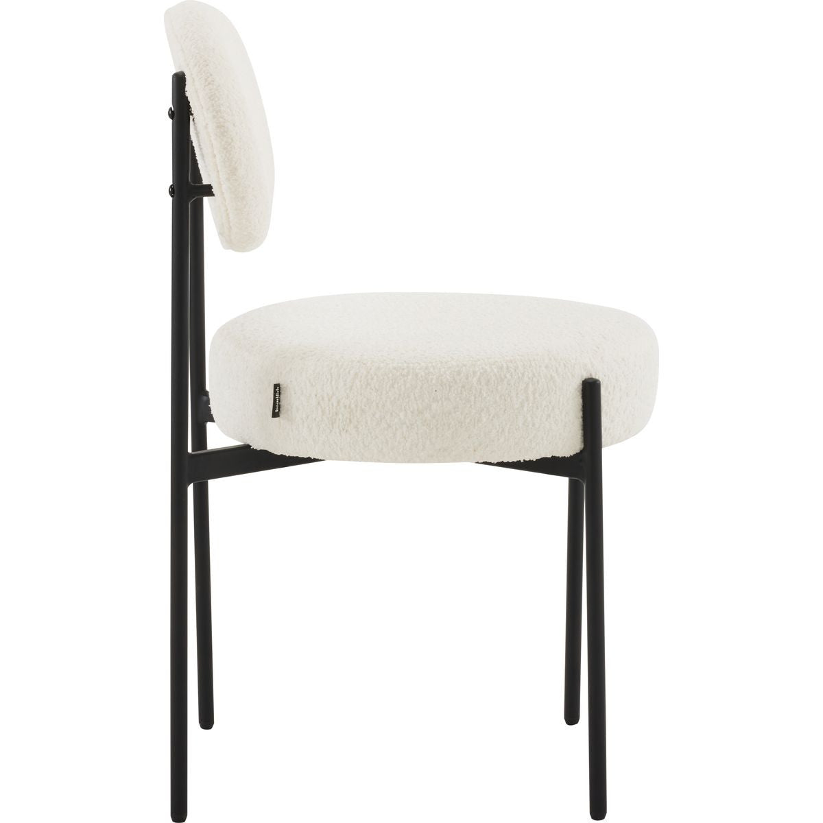 Evora - Lot de 2 Chaises en Tissu Bouclé, Piètement Métal Noir - Beige