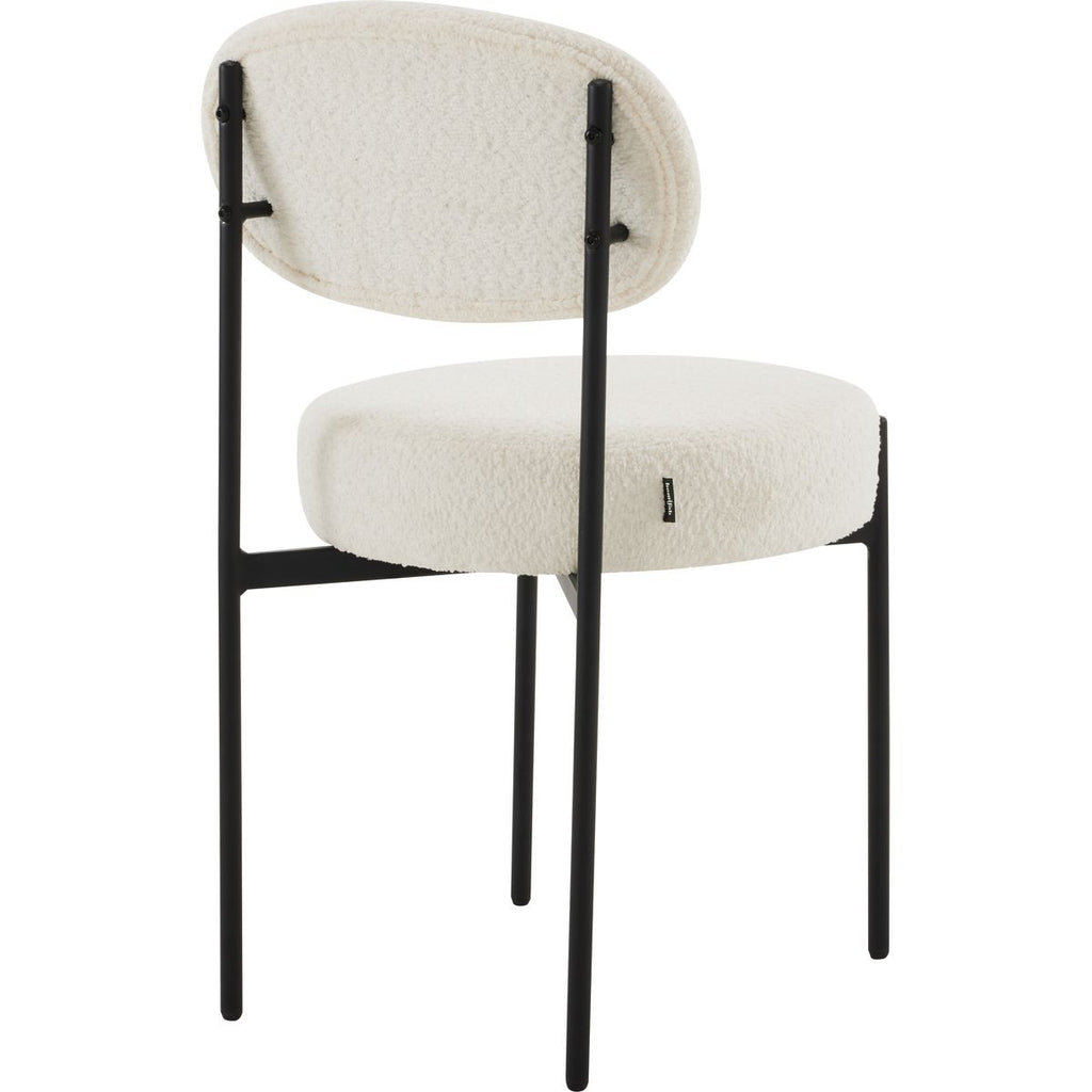 Evora - Lot de 2 Chaises en Tissu Bouclé, Piètement Métal Noir - Beige