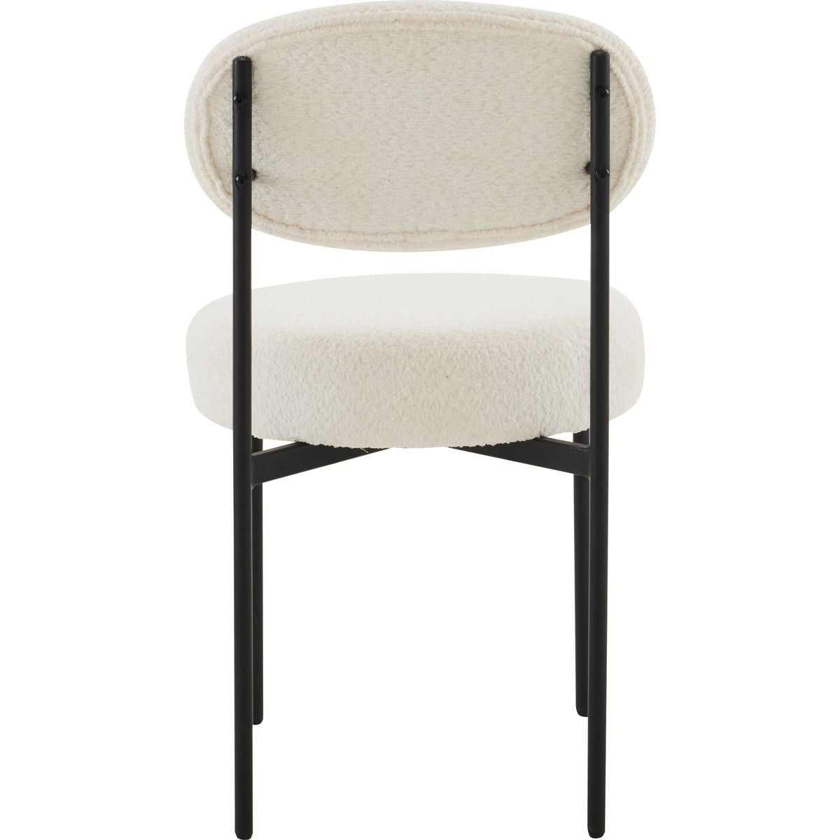 Evora - Lot de 2 Chaises en Tissu Bouclé, Piètement Métal Noir - Beige