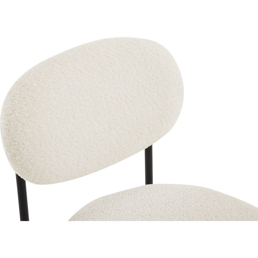 Evora - Lot de 2 Chaises en Tissu Bouclé, Piètement Métal Noir - Beige