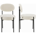 Evora - Lot de 2 Chaises en Tissu Bouclé, Piètement Métal Noir - Beige