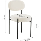 Evora - Lot de 2 Chaises en Tissu Bouclé, Piètement Métal Noir - Beige