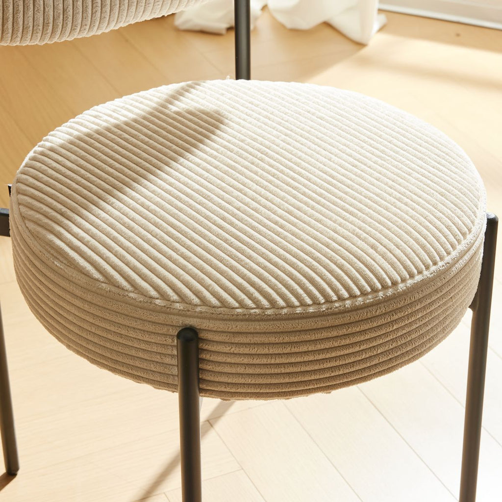 Evora - Lot de 2 Chaises en Velours Côtelé, Piètement Métal Noir - Beige