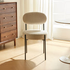 Evora - Lot de 2 Chaises en Velours Côtelé, Piètement Métal Noir - Beige