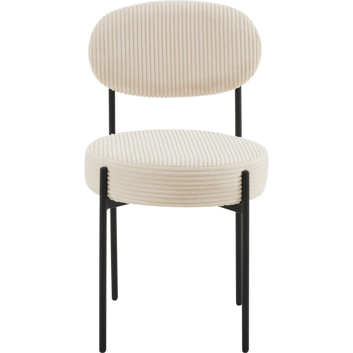 Evora - Lot de 2 Chaises en Velours Côtelé, Piètement Métal Noir - Beige
