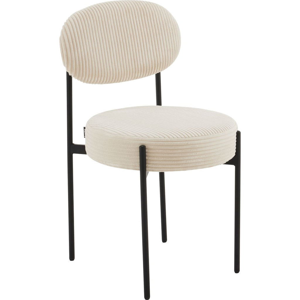 Evora - Lot de 2 Chaises en Velours Côtelé, Piètement Métal Noir - Beige