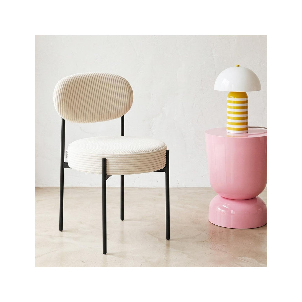 Evora - Lot de 2 Chaises en Velours Côtelé, Piètement Métal Noir - Beige