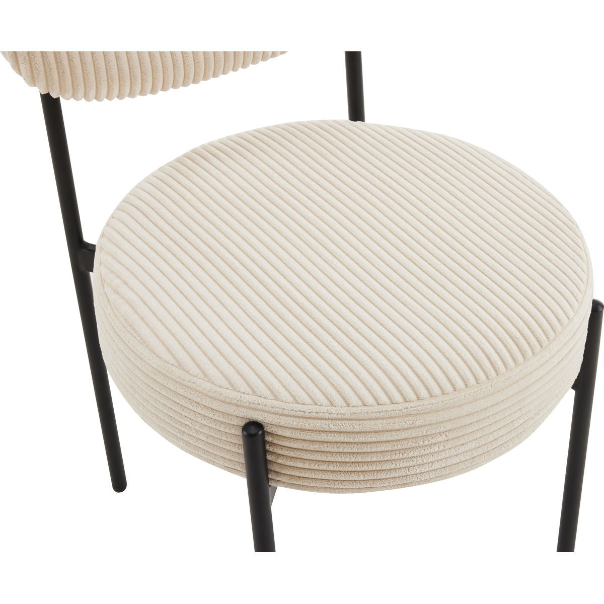 Evora - Lot de 2 Chaises en Velours Côtelé, Piètement Métal Noir - Beige