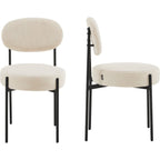 Evora - Lot de 2 Chaises en Velours Côtelé, Piètement Métal Noir - Beige