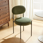 Evora - Lot de 2 Chaises en Velours Côtelé Vert, Piètement Métal Noir - Vert Kaki