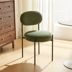 Evora - Lot de 2 Chaises en Velours Côtelé Vert, Piètement Métal Noir - Vert Kaki