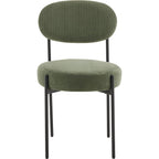 Evora - Lot de 2 Chaises en Velours Côtelé Vert, Piètement Métal Noir - Vert Kaki