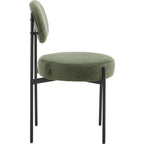 Evora - Lot de 2 Chaises en Velours Côtelé Vert, Piètement Métal Noir - Vert Kaki