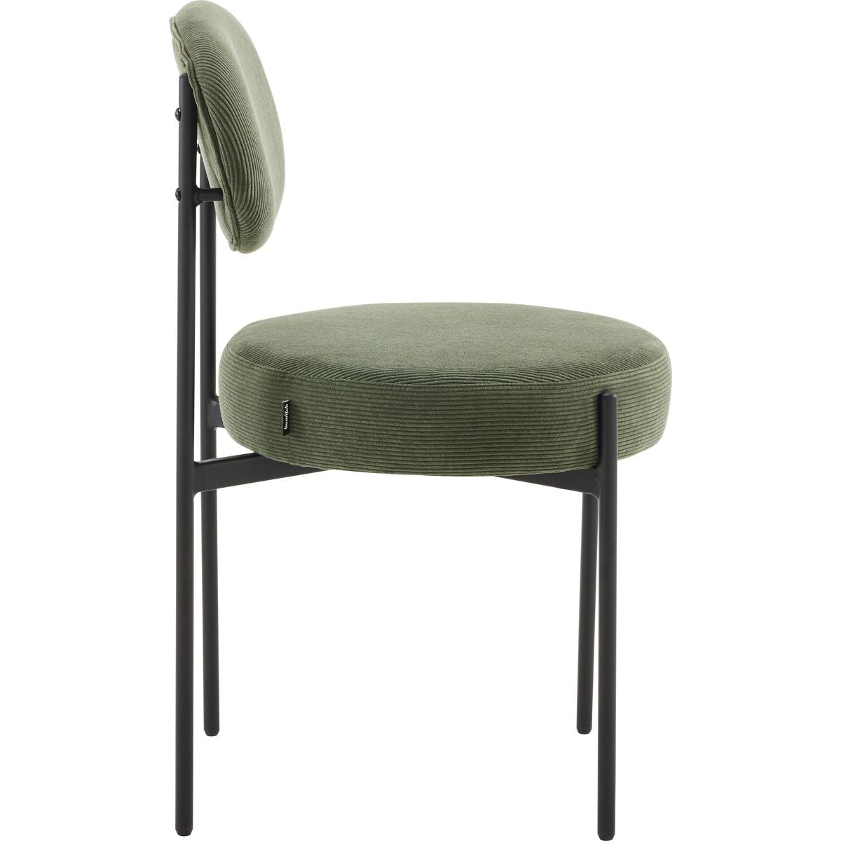 Evora - Lot de 2 Chaises en Velours Côtelé Vert, Piètement Métal Noir - Vert Kaki
