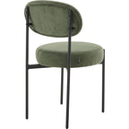 Evora - Lot de 2 Chaises en Velours Côtelé Vert, Piètement Métal Noir - Vert Kaki